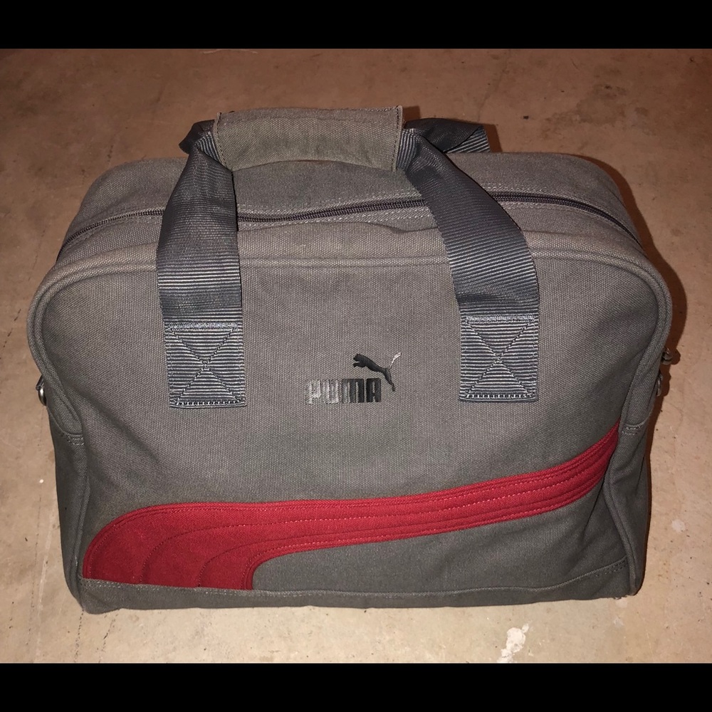 Puma gray and maroon vintage duffel bag